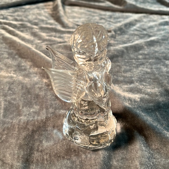 VTG Clear Glass Angel Figurine Playing Violin - Picture 3 of 5